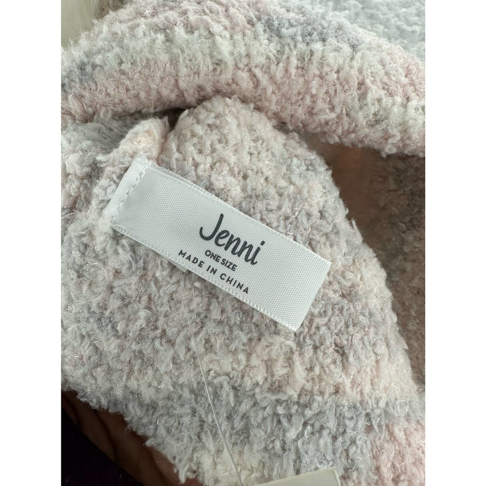 Jenni, Fuzzy Pom Pom Beanie, Blush and Gray OSFA - Picture 6 of 7